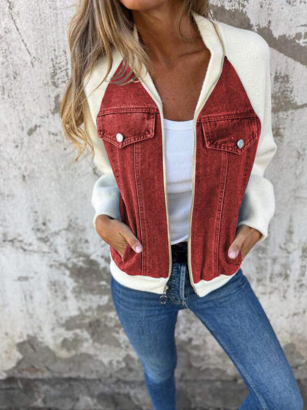 ISA | CASUAL JACKET WITH ZIP FASTENING AND V-NECK