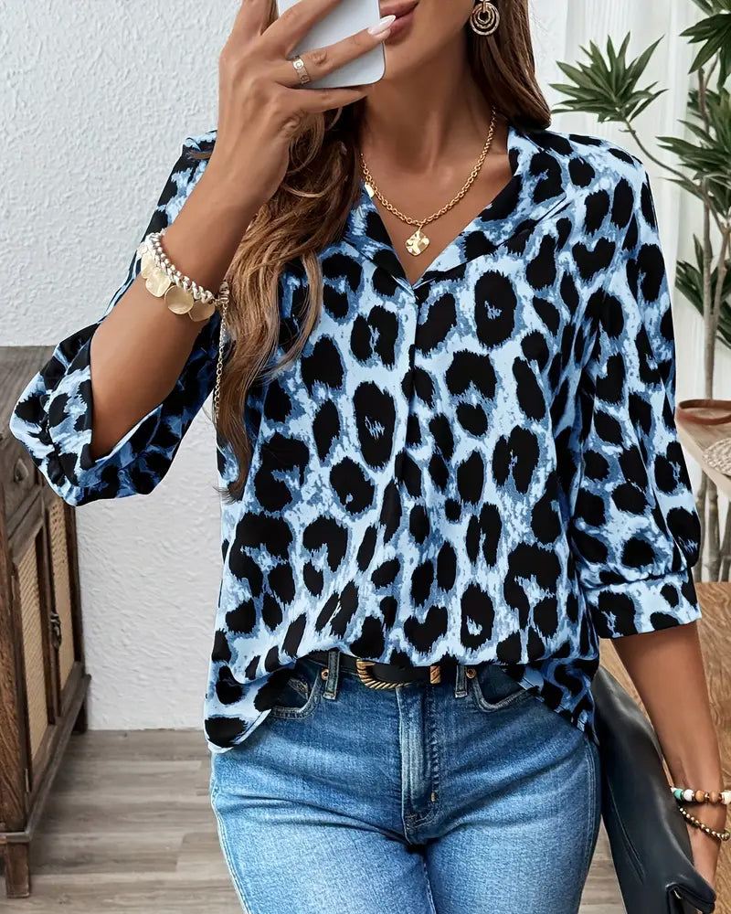 BEAUDINE | ELEGANT LEOPARD PRINT BLOUSE