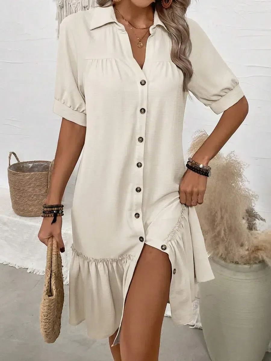 MCKENNA | BUTTON DOWN RUFFLE DRESS