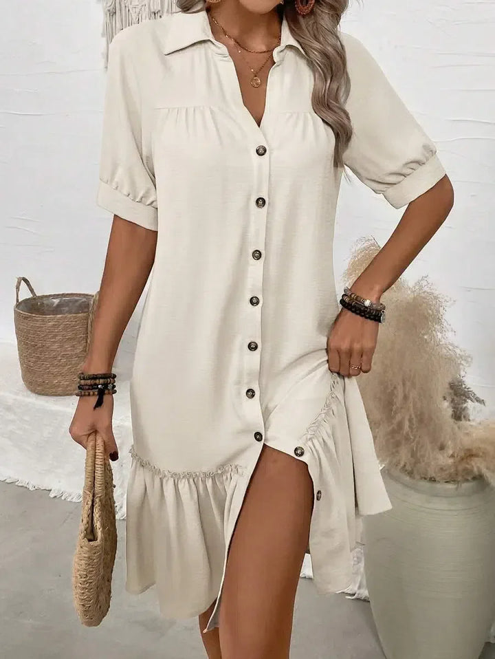 MCKENNA | BUTTON DOWN RUFFLE DRESS
