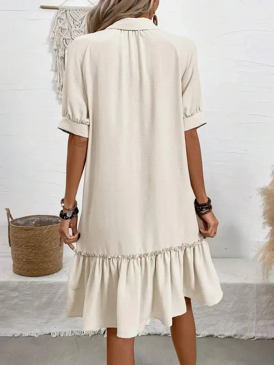 MCKENNA | BUTTON DOWN RUFFLE DRESS