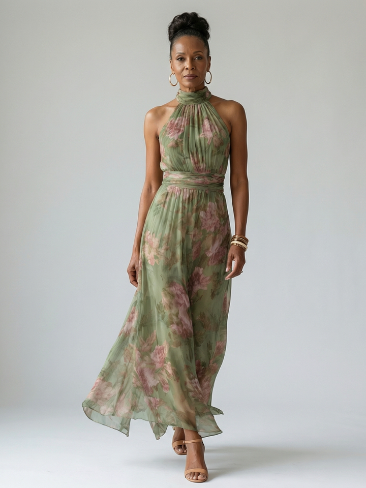 MARIAH | ELEGANT HALTER MIDI DRESS
