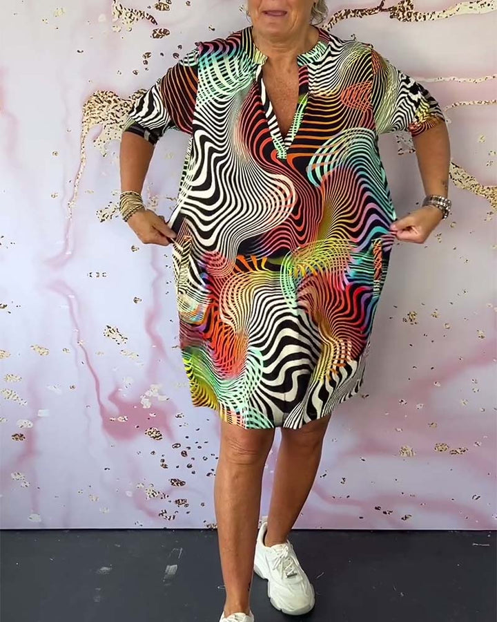 BERNICE | COLOURFUL V-NECK DRESS