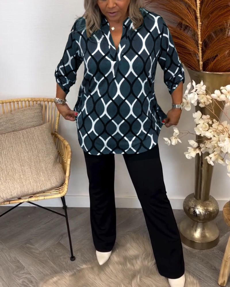ALICIA | CASUAL LONG SLEEVE BLOUSE WITH PATTERN