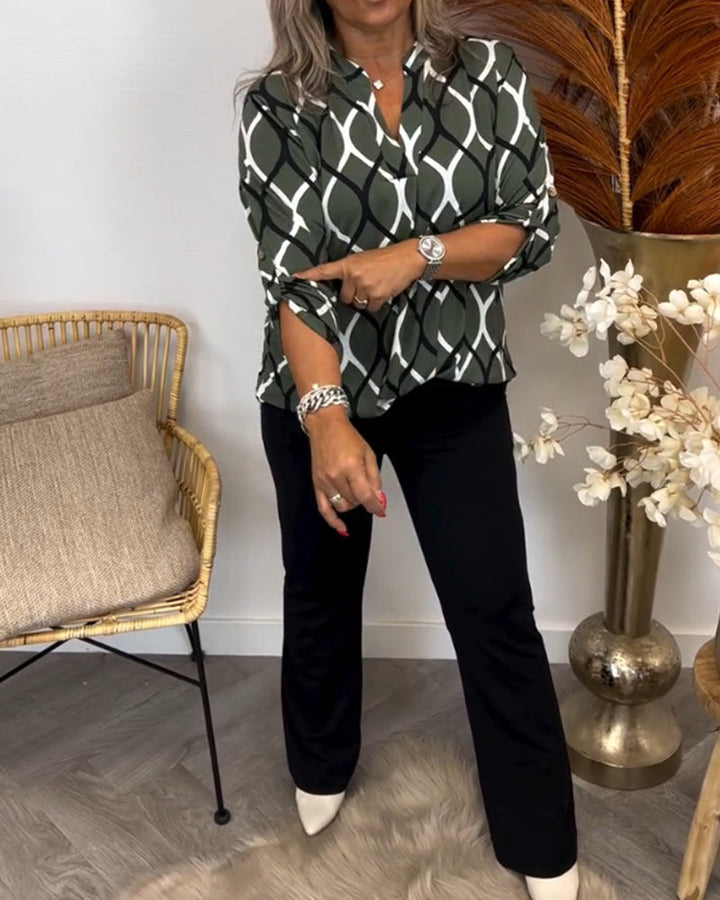 ALICIA | CASUAL LONG SLEEVE BLOUSE WITH PATTERN