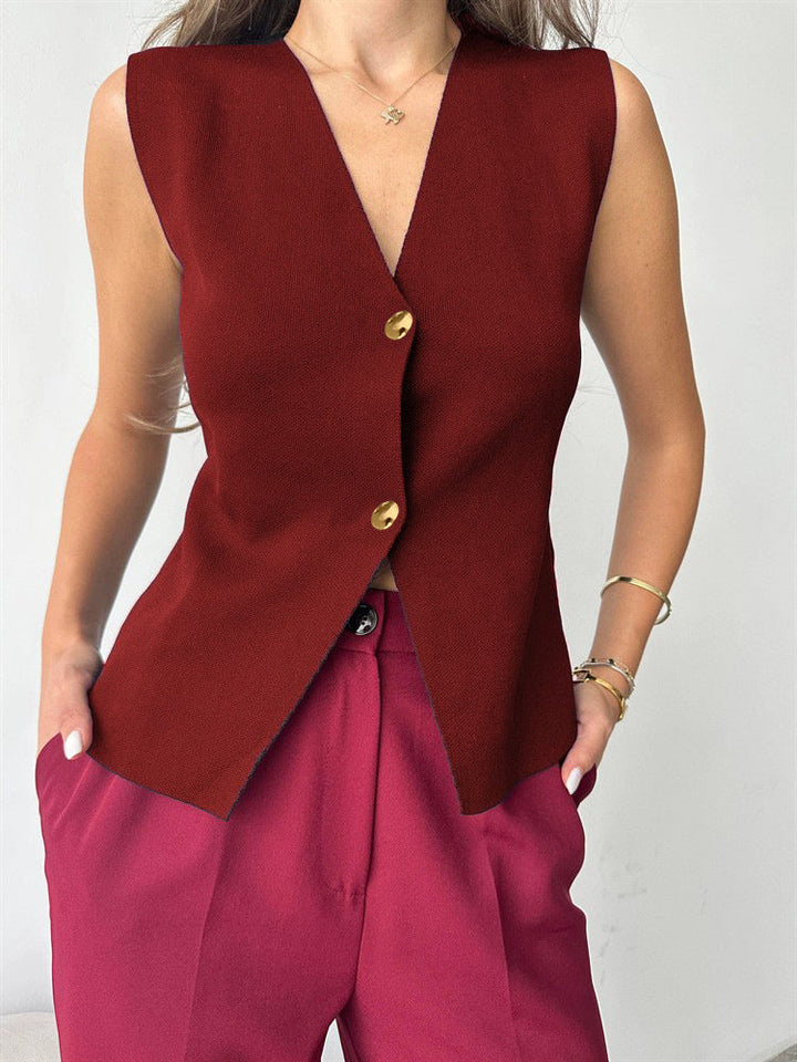 KELLY | ELEGANT SLEEVELESS BUTTON TOP