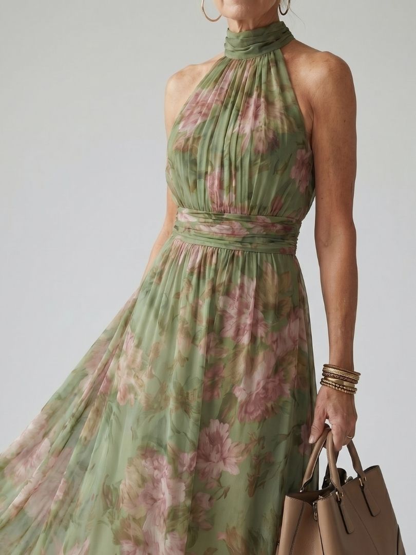 MARIAH | ELEGANT HALTER MIDI DRESS
