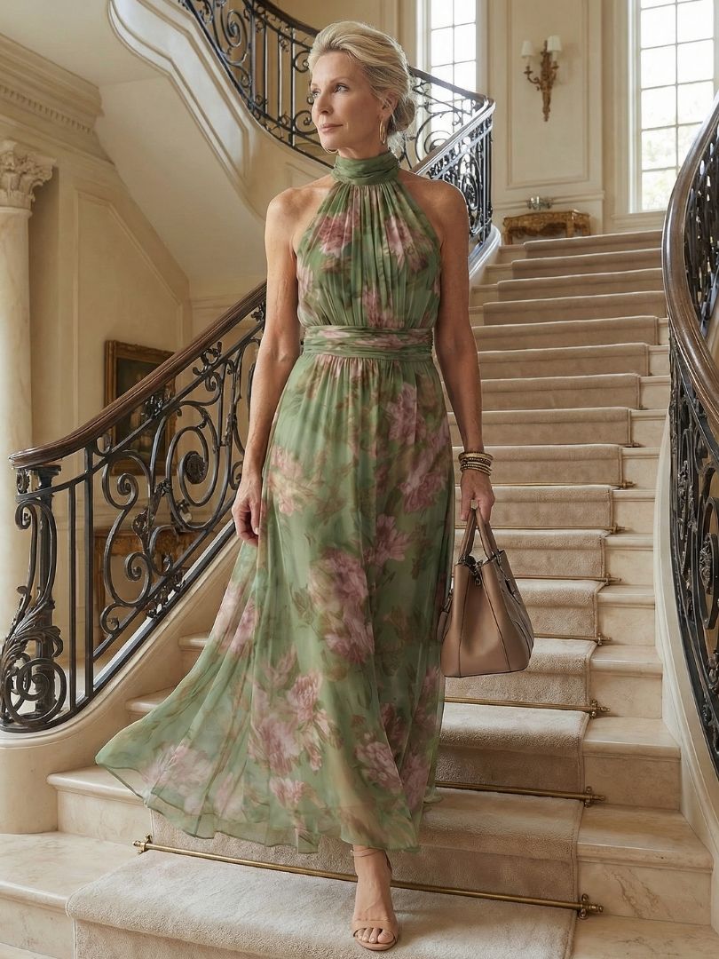 MARIAH | ELEGANT HALTER MIDI DRESS