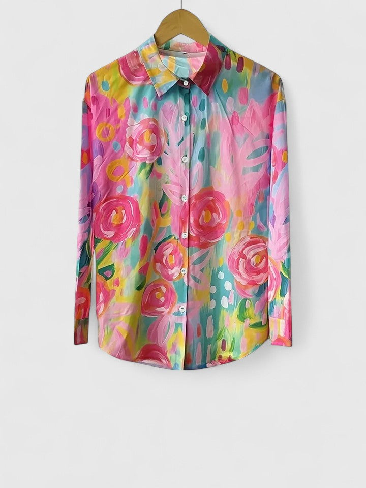 ORLENA | VIBRANT ARTISTIC BUTTON-UP BLOUSE