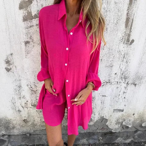 PALOMA | CASUAL PLAIN BLOUSE & SHORTS SET