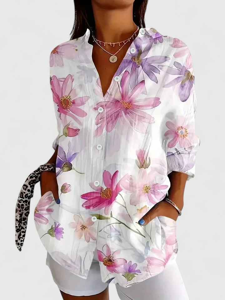ORLENA | VIBRANT ARTISTIC BUTTON-UP BLOUSE