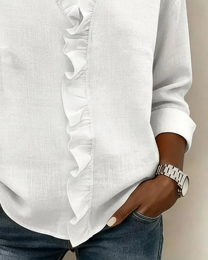 FAYE | BLOUSE WITH RUFFLES & V-NECK