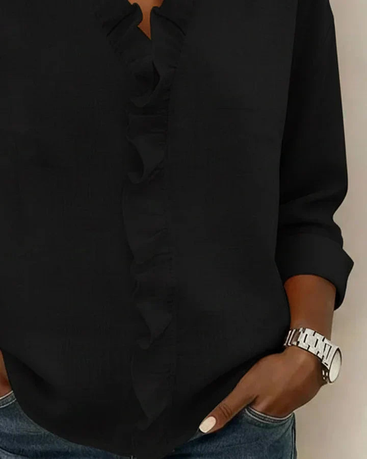 FAYE | BLOUSE WITH RUFFLES & V-NECK