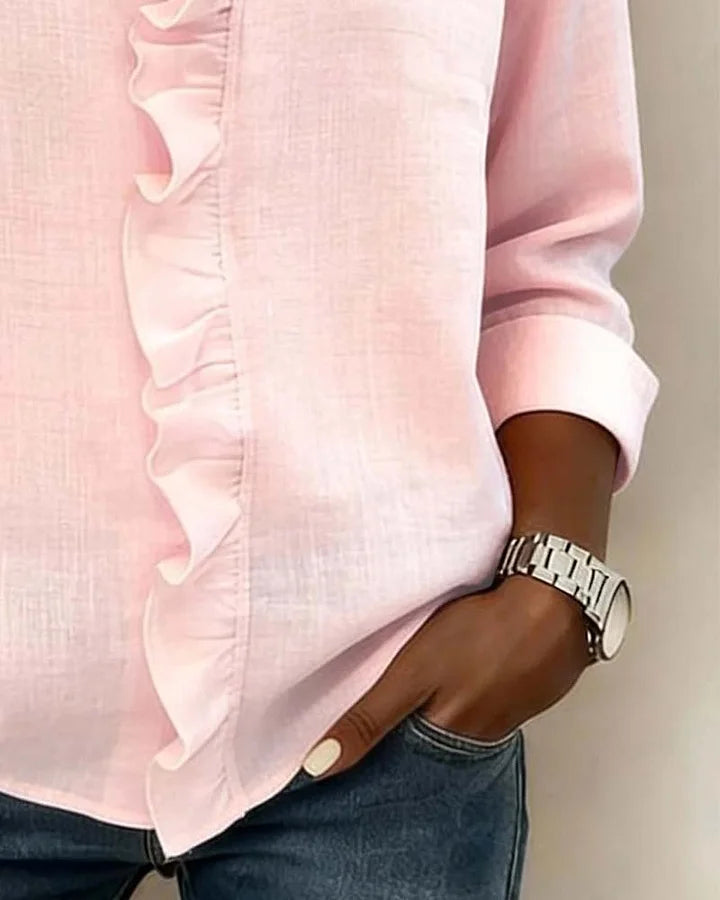 FAYE | BLOUSE WITH RUFFLES & V-NECK