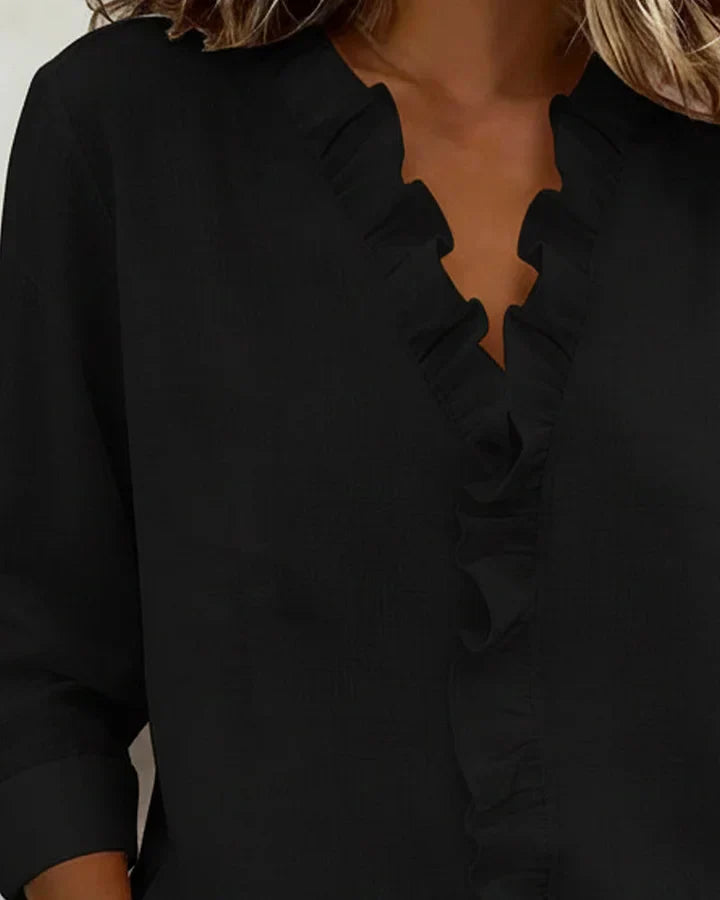 FAYE | BLOUSE WITH RUFFLES & V-NECK