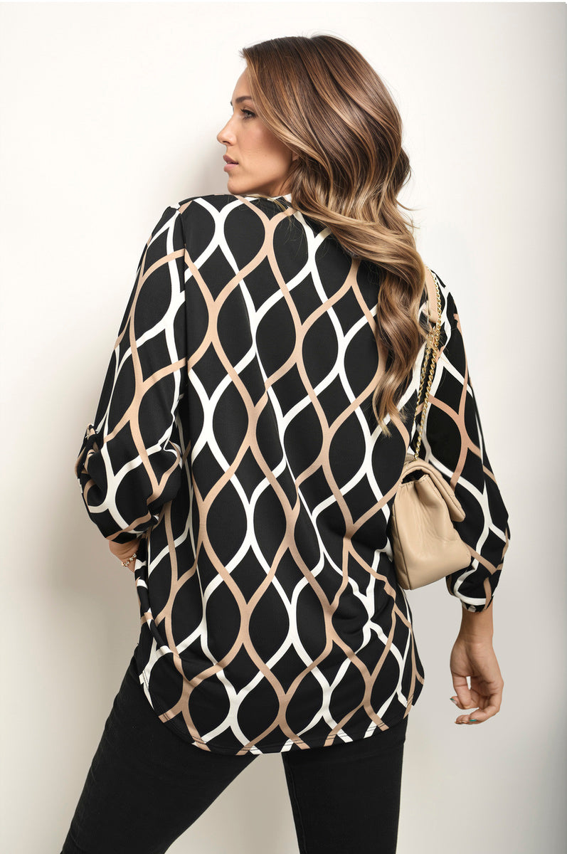 ALICIA | CASUAL LONG SLEEVE BLOUSE WITH PATTERN