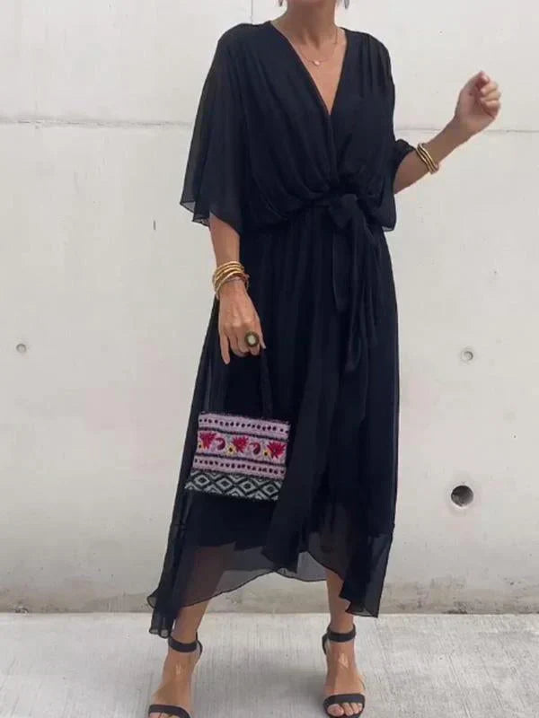 DORI | FLOWY LIGHT DRESS WITH V-NECK