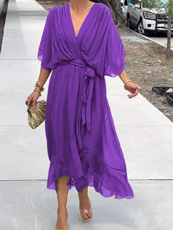 DORI | FLOWY LIGHT DRESS WITH V-NECK