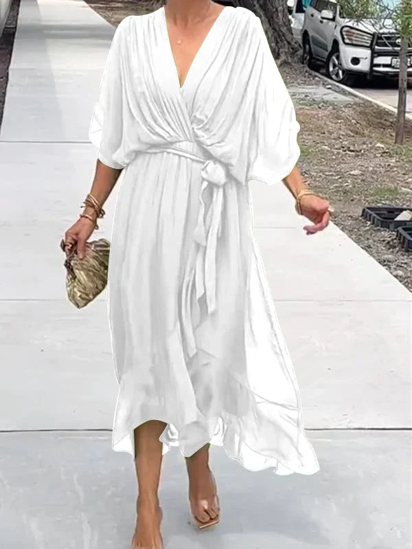 DORI | FLOWY LIGHT DRESS WITH V-NECK